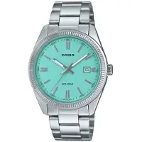 Casio Standard Serie 50m Vattentät Kvartsverk Rostfritt Stålarmband Unisex Blå Urtavla Unisexklockor MTP-1302D-2A2JF Random Watch Box,Blue Dial
