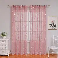Sweet Dream HOME 2025Andningsbara Gardiner med Silvermarmorerat Mönster, Öljettgenomskinliga Gardiner, HalvMörkläggande Genomskinliga Gardiner 132*160cm（One Piece）