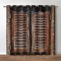 Yiran Furniture Vintage Rustik Ljus Färg Trämönster Gardiner, Gårdlada Retro Stil Bakgrund Fönsterdraperier för Vardagsrum Sovrum W60H60(CM)x2pcs&Grommet Top