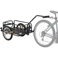 Vevor Cykelkärra 40 kg last 2-i-1 hopfällbar cykelvagn, kraftig vagn med 406 mm hjul, reflexer, kolstålsram, hopfällbar kompakt förvaring, passar cykelhjul 559-711 mm