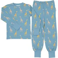 Geggamoja Pyjamas Tvådelad Bambu Blue Giraffe - 98/104