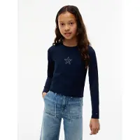 Tommy Hilfiger Diamanté Star Flag Extra Slim Long Sleeve T-Shirt