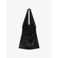 Bershka Klänning '(BASBER) VESTIDO MINI C/HALTER FRUNCES BRILLO' svart