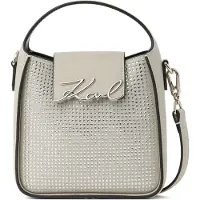 Karl Lagerfeld Handväska 'K/Signature' stone / svart / silver