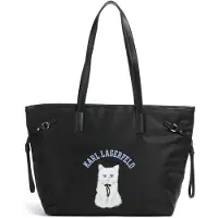 Karl Lagerfeld Shoppingväska 'Ikon Choupette' ljusblå / svart / vit