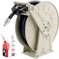 Vevor Bränsleslangvinda, 19,05 x 9900 mm indragbar, fjäderdriven automatisk vridbar återupplindning, 300 PSI, kraftig kolstålskonstruktion med industriell gummislang, för dieselbränsle, fotogen