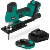 Vonroc Sticksåg 20V – Ergonomiskt bygelhandtag | Inkl. 2x 2.0Ah batteri och snabbladdare