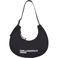 Karl Lagerfeld JEANS Axelremsväska 'Essential' svart / vit