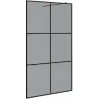 vidaXL Walk-in Duschvägg Svart 115 x 195 cm härdat glas