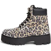 Tommy Hilfiger Tommy Jeans Archive Suede Cheetah Platform Lace Up Boots