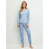 Calida Pyjamas marinblå / ljusblå / mörkgul