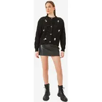 Bianco Texturerad Stickad Kardan med Pompom