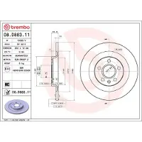 Brembo Bromsskiva 08D88311 bak, full, höggradigt förkolnad, 1 Stycke