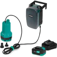 Vonroc Batteridriven dränkbar pump 20V – 90W – 3800 l/h – 0,6 bar – låg restvattennivå | rent & smutsigt vatten – inkl. 4,0Ah-batteri och snabbladdare