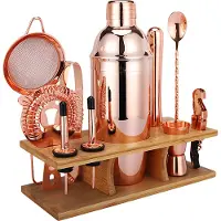 Barlife Cocktailshaker Set Med 11 Delar Med Ställ - Koppar