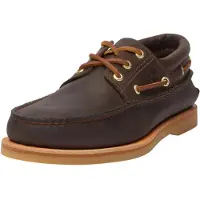 Timberland för män. TB0A2QKYW011 Tillverkade båtskor i brunt läder (46 W), Hud, Karta, Nyckelband, Casual, Klassisk