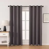 Yiran Furniture 1 st Mörkläggningsgardiner med öljetter, Modern gardin för sovrum, vardagsrum, Dubbelsidigt slätt enfärgat tyg 132X274CM 1PC&Grommet Top grå
