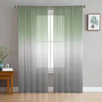 Yiran Furniture Brungrå gradient genomskinliga gardiner för vardagsrumsdekoration Fönstergardiner för kök Tyll Voile Organza Gardiner W135 x H115cm x1&Rod Pocket