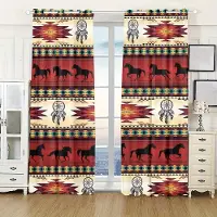 Yiran Furniture 2 st Boho-gardiner Bohemiskt Hippie-konsttema Fönsterdraperier med Mandala Djur Elefant Tryckt Mönster Gardin Rumsdekor 135W185H(CM)53x73in&Grommet Top