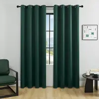 Yiran Furniture 1 st Mörkläggningsgardiner med öljetter, Modern gardin för sovrum, vardagsrum, Dubbelsidigt slätt enfärgat tyg 132X213CM 1PC&Grommet Top grön