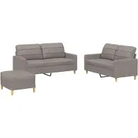 vidaXL Soffgrupp med dynor 3 delar Taupe tyg