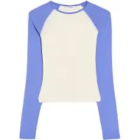 Bershka T-shirt violettblå / vit