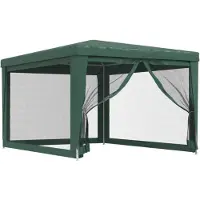 vidaXL Partytält med 4 Nätväggar, Grön, 3x4 M, HDPE