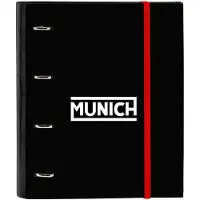 Munich Classeur 4 anneaux - - 35 mm - 100 feuilles A4 - 27x3,5x32 cm - Noir - Polyester - Quadrillage 5x5 mm