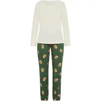 LASCANA Pyjamas cappuccino / mörkgrön / röd / vit