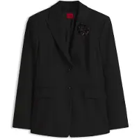 HUGO Regular-fit pinstripe blazer with sequin brooch