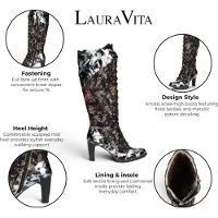 LAURA VITA Womens Victorian Black Leather Lace-Up Long Che High Boots - Alcbaneo-158