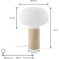 LUCANDE Bordslampa Eloise , Vitt / opal, Vardagsrum / matsal, Textil / tyger / siden, Skandinavisk, Bordslampa