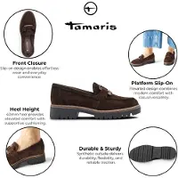 Tamaris Women Brown Suede Läderloafer Vardagsskor - 24722-43