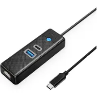 ORICO PWCUR-C3 USB-hubb 3 portar: USB-A 3.0, USB-C 3.0, RJ45 Gigabit, 0,5 m svart