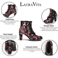 LAURA VITA Floral Women, viktorianska röda läderstövlar med klackklack - Alcbaneo-130