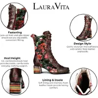 LAURA VITA Goth Victorian Floral Wine Leather High Lace-Boots - Ibcano-15