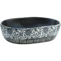vidaXL Handfat svart och blå oval 47x33x13 cm keramik