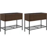vidaXL Odlingslådor med hylla 2 st brun 90x40x75 cm konstrotting