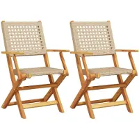 vidaXL Trädgårdsstolar, set om 2, beige, akaciaträ och polyrotting