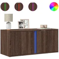 vidaXL Väggmonterad tv-bänk LED brun ek 80x31x35 cm