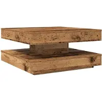 vidaXL Soffbord 360 grader vridbart åldrat trä 70x70x34,5 cm
