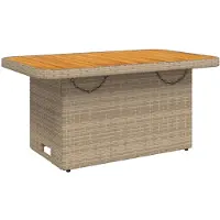 vidaXL Trädgårdsbord beige 90x55x71 cm konstrotting och akaciaträ