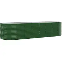 vidaXL Odlingslåda galvaniserat stål 322x100x68 cm grön