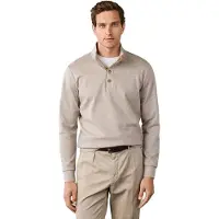 Hackett London för män. HM5800154 Beige sweatshirt i twilljacquard (M), Casual, Bomull