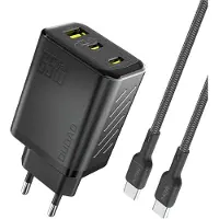 Dudao 65W GaN Väggladdare med USB-C, USB-A och USB-C-kabel – Svart