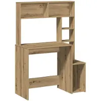 vidaXL Skrivbord med hyllor artisan ek 100x45x140 cm konstruerat trä