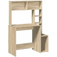 vidaXL Skrivbord med hyllor sonoma-ek 100x45x140 cm konstruerat trä