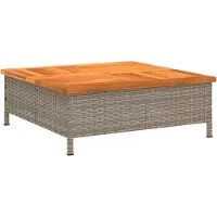 vidaXL Trädgårdsbord grå 70x70x25 cm rotting och akaciaträ