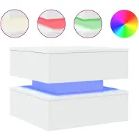 vidaXL Vardagsrumsbord med LED-belysning, Vit, 50X50X40 Cm