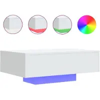 vidaXL Kaffebord med LED-belysning, Vitt, 85X55X31 Cm